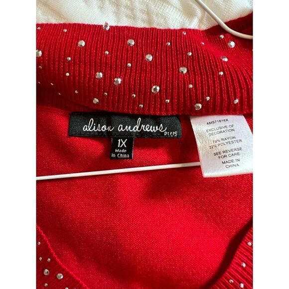 Alison Andrews red sweater dress with sparkles Plus 1X - Picture 8 of 11